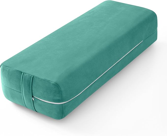 Wellsin Rectangular Yoga Bolster - Meditation Pillow with Washable Suede Cover, 27"X10" X5.5"