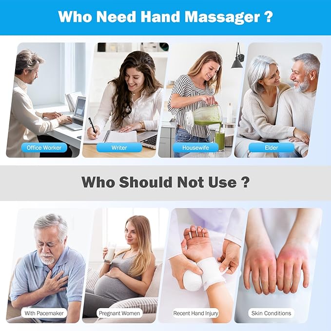 Hand Massager with Heat and Compression, Hand Massage with 2 Vibration 6 Modes 6 Intensities, Electric Hand Massager for Arthritis and Carpal Tunnel Relief, Mother's Day Gifts for Women Men, White