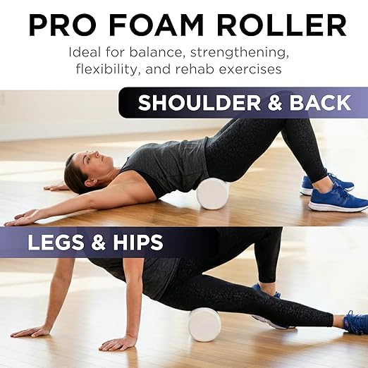 THERABAND Pro Foam Roller, 6" x 12" Round; White Back Roller, Compact 6 Inch Diameter for Deep Tissue Massage, Physical Therapy, Myofascial Release, Core Stabilization