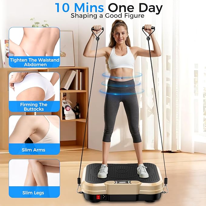 Vibration Plate Exercise Machine,Vibration Plate for Lymphatic Drainage Power Vibration Plate Machine Support 450 Lbs 250 Adjustable Speeds,Vibrating Plate Shake Plate Weight Loss