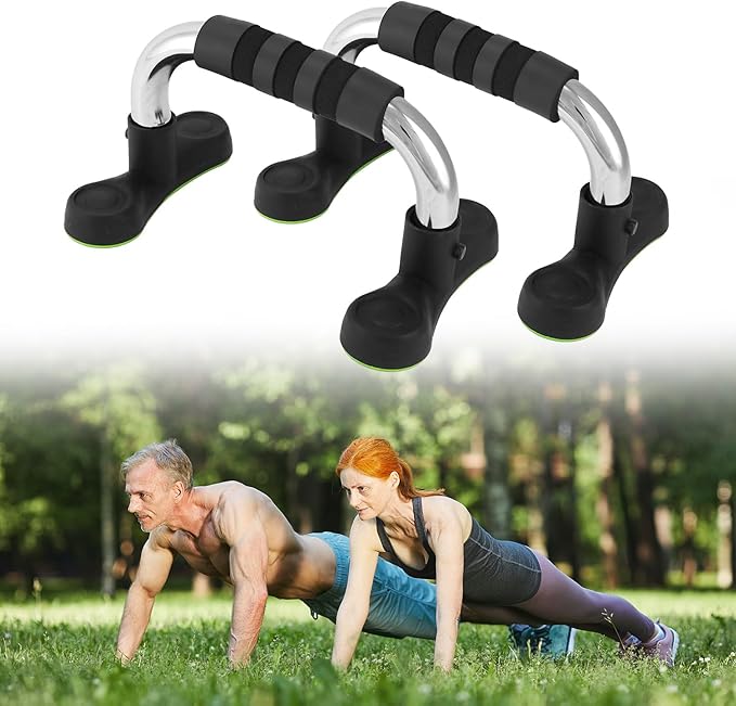QWORK Steel Push Up Handles for Floor, Portable Push Up Stands with Non-Slip Grip, Angled Incline