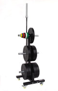 CFF Olympic 2 Bar & Bumper Plate Tree for Weights - 1000 lb. Capacity Mobile Weight Storage Rack w/Wheels. Perfect for Any Commercial Gym, Fitness Training Center, or Home Gym