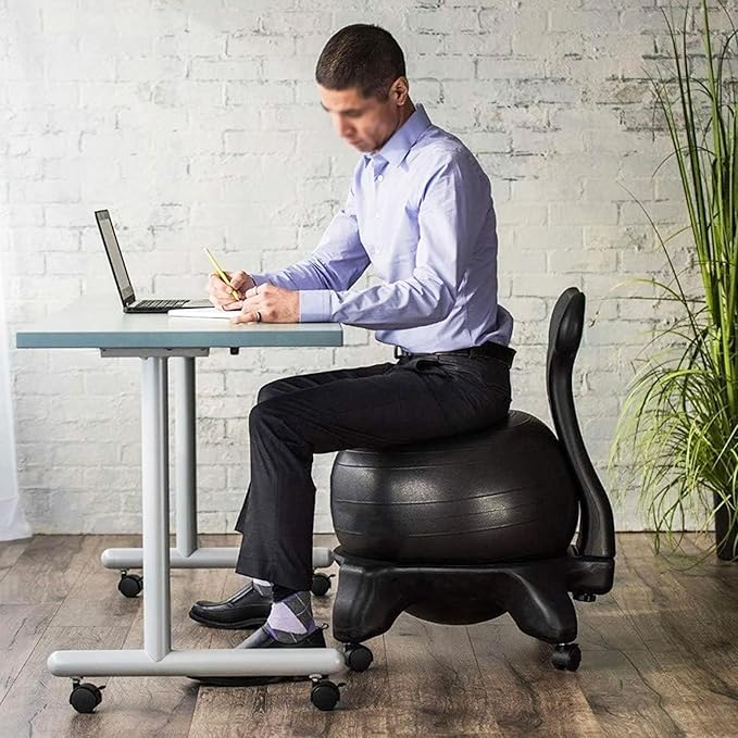 Yoga Ball Chair with Back Support - Ergonomic Posture Chair for Back Pain Relief, Physical Therapy & Exercise - Ideal for Teachers, Students, Workers, and Maternity Use