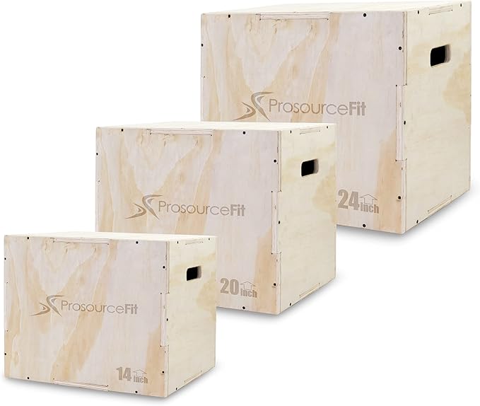 ProsourceFit 3-in-1 Wood Plyometric Jump Box For Cross Conditioning, Agility, Vertical Jump Training & Plyo Workouts