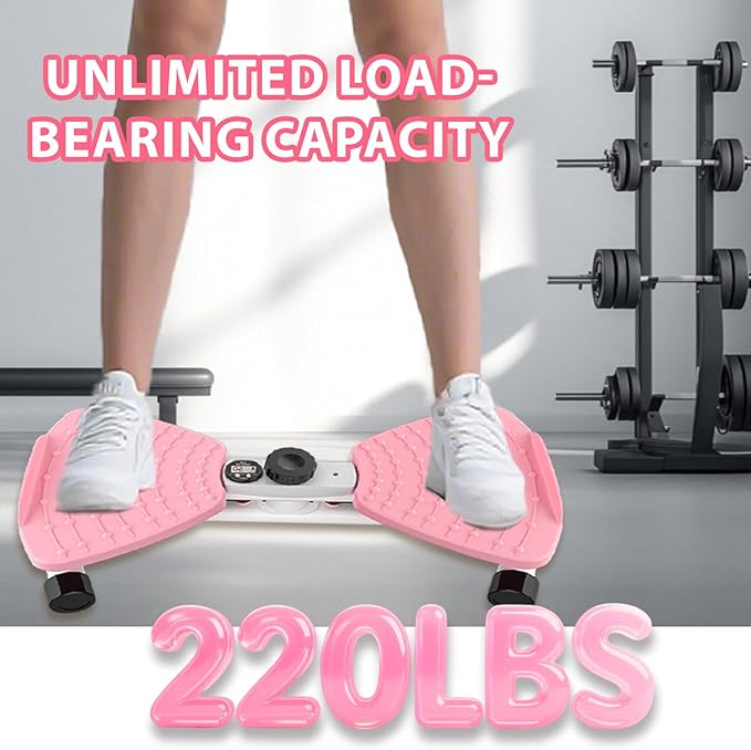 Twisting Waist Machine, Twist Board for Exercise, 300 lbs Weight Capacity, Noiseless Ab Twister for Home Gym Equipment for Women/Men, Track Time, Reps, Calories with Digital Display (Pink)