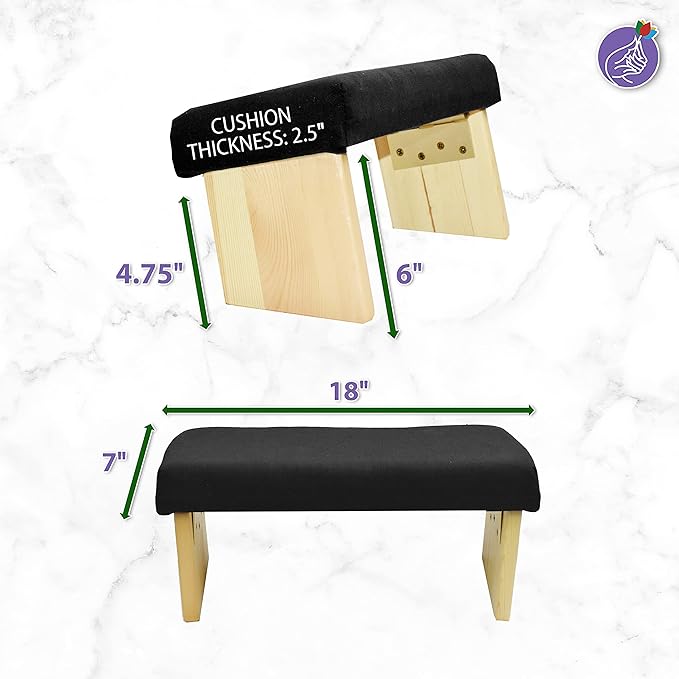 Mudra Crafts Black Foldable Meditation Chair - Yoga Zen Meditation Bench Kneeling Stool - Wooden Meditation Stool with Cushion - Prayer Kneeler Seiza Meditation Seat