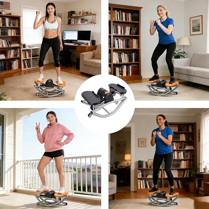 Rock Stepper Lateral Rocking Fitness Stepper U-Shaped Swing Fitness Equipment Equipped with a Digital Display/Resistance Band Lightweight and Portable Suitable for Home Apartment