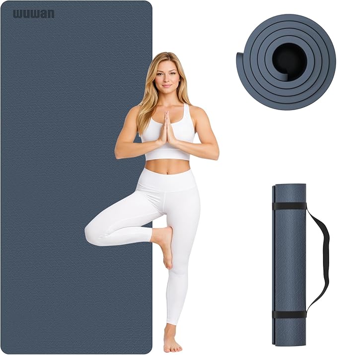 10 mm Yoga Mat 72"x26" TPE Non-Slip Exercise Mat 0.4" Thick, Easy-to-Carry Fitness Mat for Yoga, Pilates & Workout, Professional Mat, Made with Recyclable Material, Durable, Easy to Clean