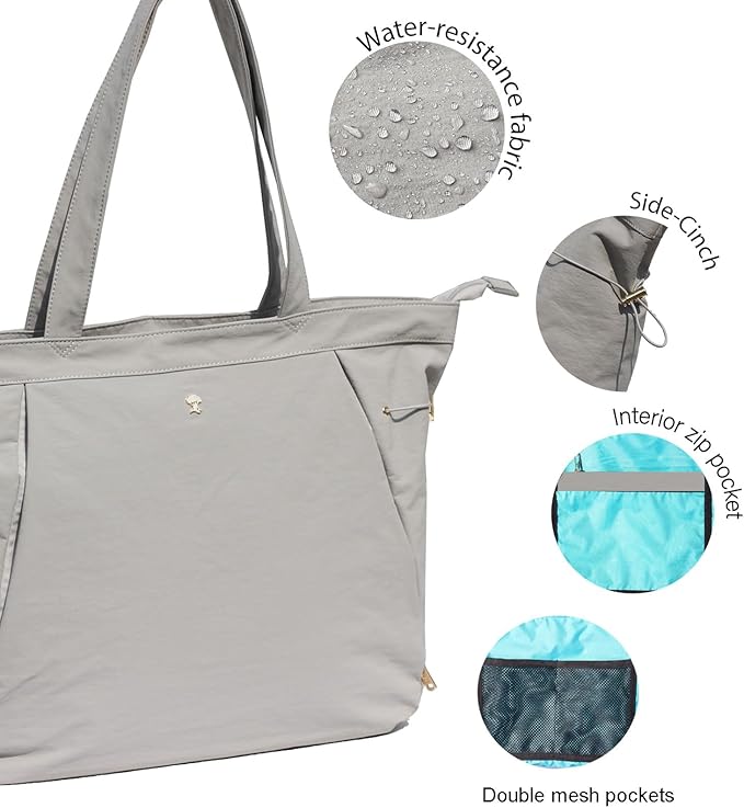 ESVAN Yoga Tote Bag for Women Shoulder Bags Drawstring for Office Workout Travel Carryall Pilates Gym and Beach