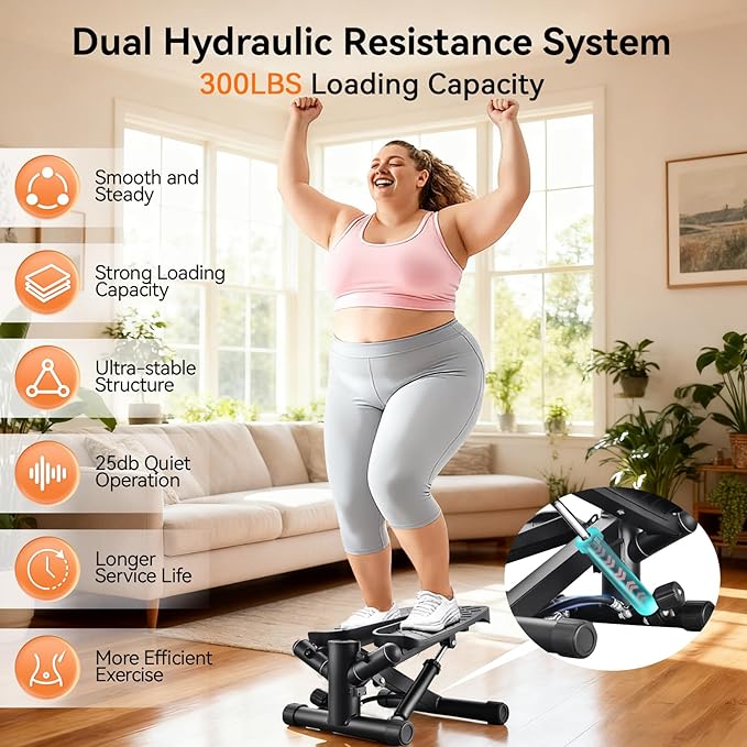 Steppers for Exercise at Home, Mini Stepper with Resistance Bands for Full Body Workout, Portable Stair Stepper for Home, Smooth and Quiet, Stepper Machine with LCD Monitor