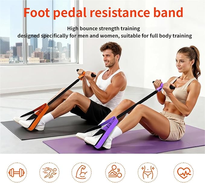 Multifunction Pedal Resistance Band with Handle,Tube/Petal/Foot/Full Body Resistance Bands with Handles,Multifunctional Foot Pedal Resistance Band,Leg Raise Straps.
