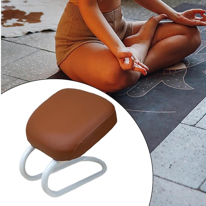 Colaxi Meditation Stool for Adults, Meditation Bench Kneeling Stool, Ergonomic Portable Chair with Anti Slip Cover, Adjustable Prayer Bench Seat for Home Studio Praying Yoga, Style D Brown