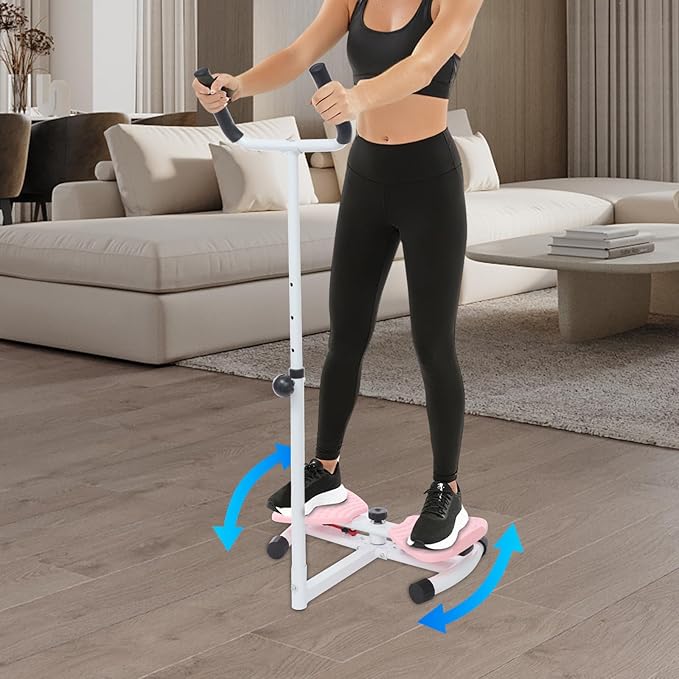 Waist Twisting Machine with Handlebar, 3 Gears Adjustable Ab Twister Machine with 2 Pull Cords, Ab Twist Board for Exercise 330lbs Load Capacity