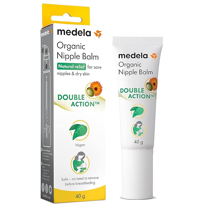 Medela Organic Nipple Cream & Pumping Lubricant, Soothes & Nourishes for Breastfeeding, Made with Natural Ingredients, Provides Fast Relief for Sore Nipples, Postpartum Essential, 1.34 fl oz