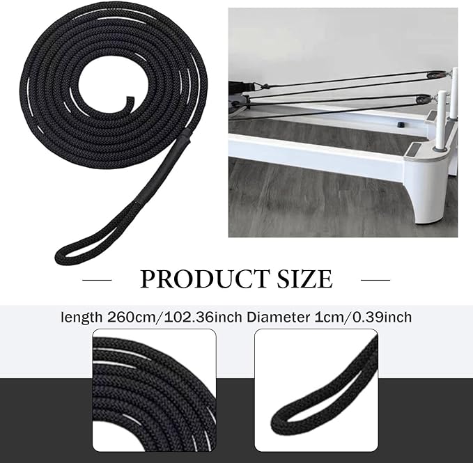Pilates Reformer Pull Rope Components Hardware, Easy to Install, Band, Strap for Pilates Core Bed Accessories Exercise Equipment, 260cm/102.36inch