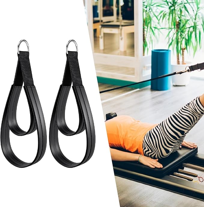 2Pcs Pilates Double Loop Straps for Reformer D Rings Strap Handle Nonslip Comfortable Grip for Arms