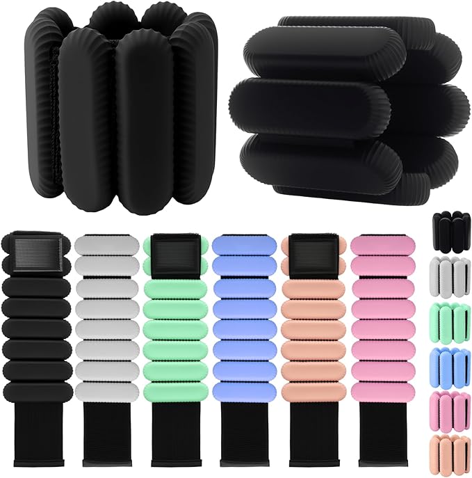 Wrist Weights, Silicone Adjustable Ankle Weights for Women Men - Strengthen Arms and Legs Ideal for for Home Gym Workout, Running, Yoga, Pilates, Barre, Exercise, Strength Training