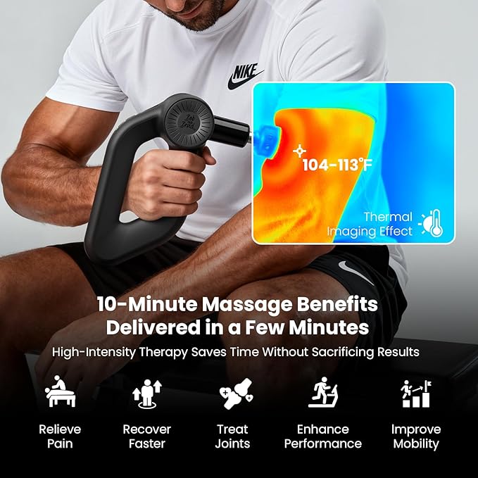 BOB AND BRAD D6 Ultra Massage Gun with Infrared Light, Deep Tissue Percussion Massager Gun with 16mm Amplitude, Professional Muscle Massager for Athletes, Electric Handheld Massager
