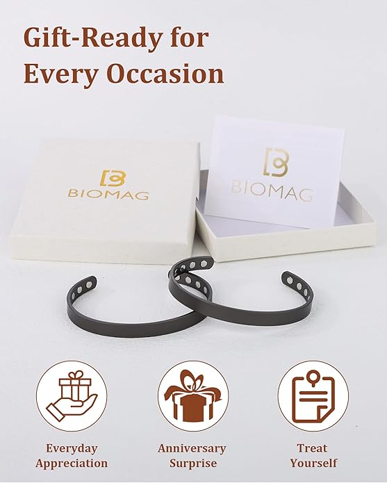 BioMag 2Pcs 99.99% Copper Bracelet for Women, Adjustable Magnetic Bracelets Bangle Cuff with 3500 Gauss Magnets, Jewelry Gift