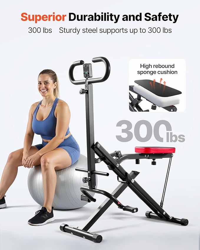 VEVOR Squat Machine, Deep Squat Rowing Machine for Home, Easy Setup & Foldable Exercise Equipment, Glute Trainer Machine with 2/3 High-Strength Resistance Bands, Glutes & Leg Home Workout Machine