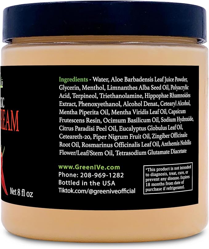 GreenIVe Hot Cream Massage Lotion Hot & Cold Sensation for Joints and Muscles and Skin Tightning Wraps (8oz Jar)