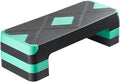 Aerobic Exercise Step Platform, 28-Inch Workout Aerobic Stepper, Height Adjustable Fitness Training Step Deck Trainer with 4 Risers, Non-Slip Surface Bench for Home Gym Cardio Strength, Green