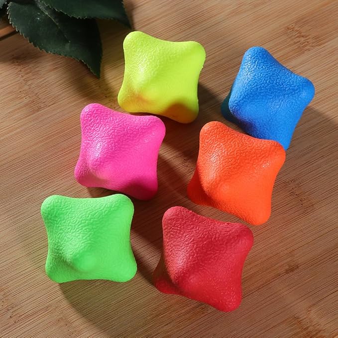 SAFIGLE 6 Pcs Agility Reaction Reflex Balls, Hexagonal Bounce Balls for Hand Eye Coordination, Sports Training for Basketball Soccer Boxing, Indoor Outdoor Fitness Workout