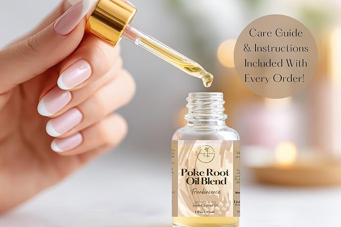 Poke Root Oil with Castor Oil & Frankincense - Organic Lymphatic Support for Cysts, Boils, Fibroids, Swollen Lymph Nodes, Breast & Joint - Handmade in The USA