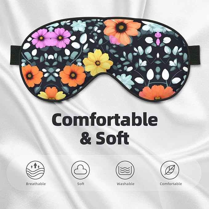 Beautiful Colourful Flowers Head-Mounted Double-Sided Light-Blocking Sleeping Eye mask to Protect Eyes and Relieve Eye Fatigue