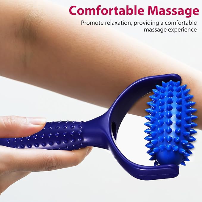 Lurrose Massage Balls Massage Roller with Handle and Nubs Massager Fascia Ball Self-Massage Roller for Body, Muscle, Relaxing