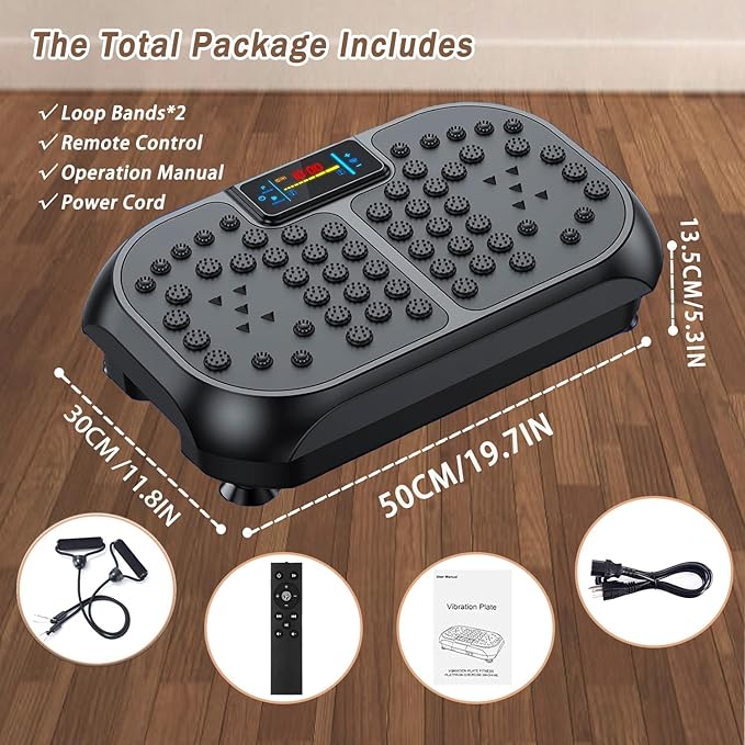 Vibration Plate Exercise Machine, Vibrating Plate for Lymphatic Drainage, Full Body Vibration Plate Fitness Platform Stand Board Shaker, Workout Vibrate Waver Sport Gym Gifts for Weight Loss Women Men