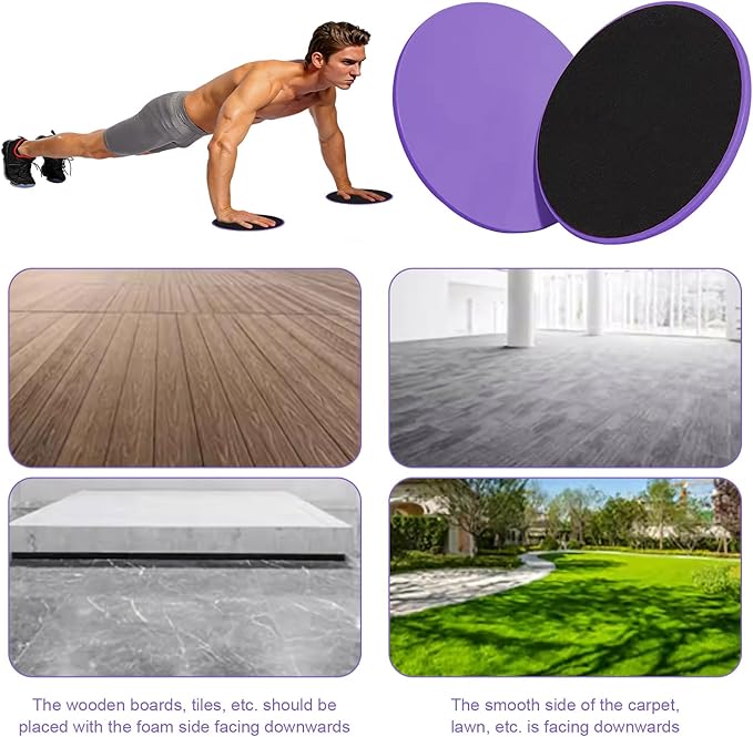 Upgrade Sport Core Sliders for Working Out - Dual Sided Glide Discs for Full Body Workout on Carpet or Hardwood Floor - Fitness & Home Exercise Equipment for Athletes