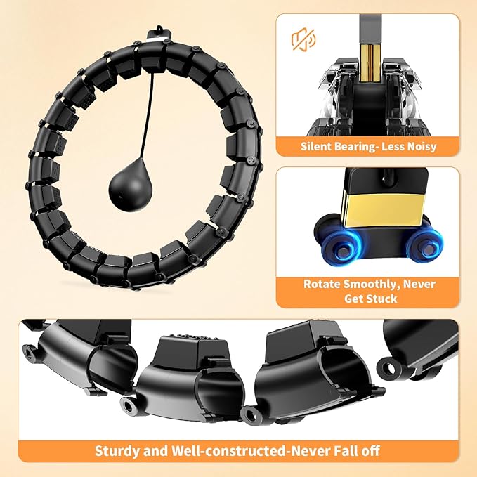 65 Inch Adjustable Fitness Waist Hoop – 32 Detachable Links, Quiet Non-Drop Fitness Tool for Adults Weight Loss, Plus Size Exercise Hoop for Women & Beginners