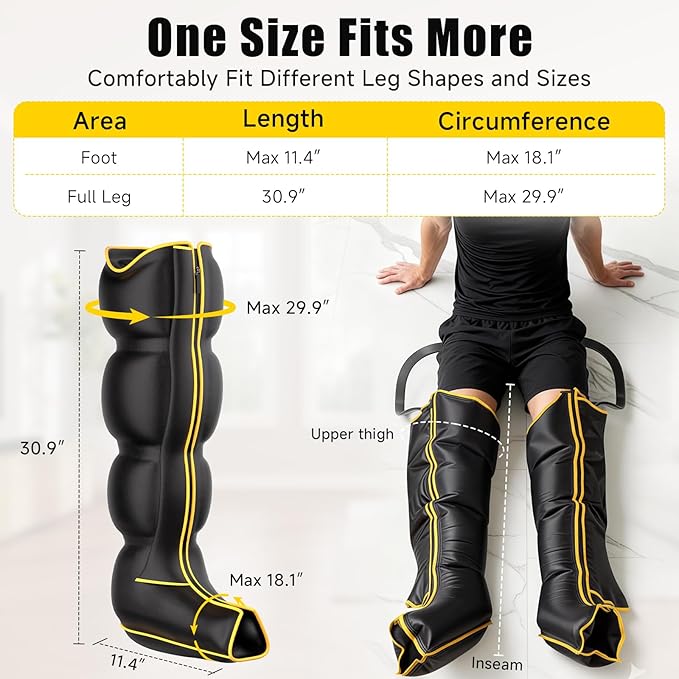 Air Compression Leg Massager, Professional Sequential Foot & Full Leg Massager for Circulation and Pain Relief, Fast Recovery Compression Boots for Athletes, Gifts for Men Women