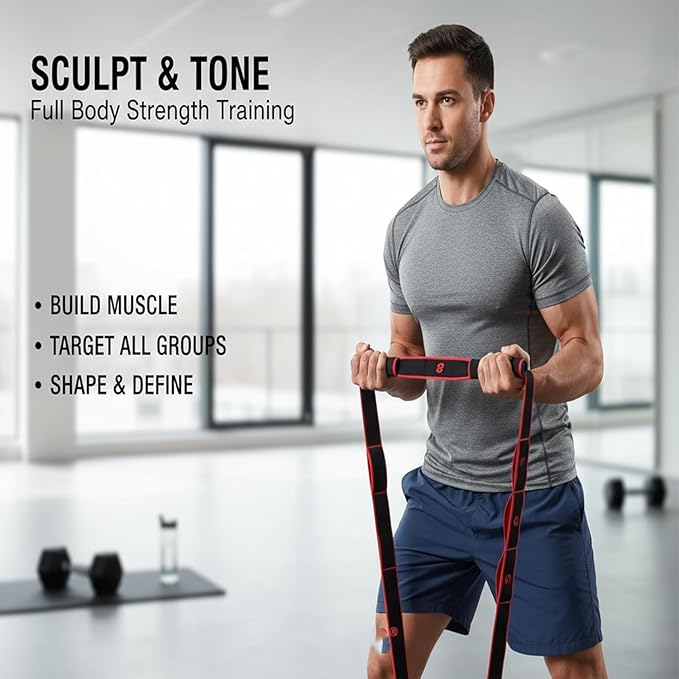 Fitness Resistance Bands with Handles, Fitness Resistance Band for Stretching and Yoga, Adjustable Bands for Full Body Stretching Shaping