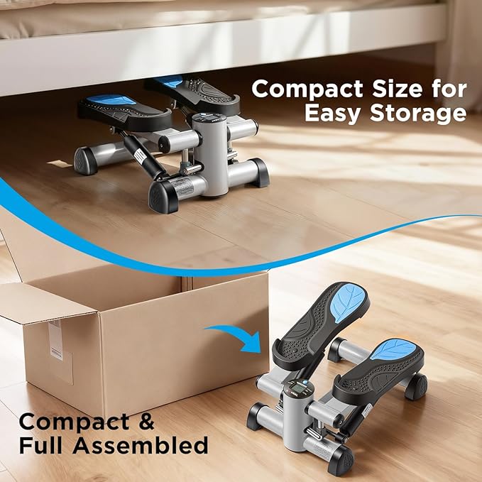 Efitment Mini Stepper Steppers for Exercise at Home Stair Step Cardio Thigh Master Workout Equipment Fitness Pedal Exerciser Non-Slip Pedals with Resistance Bands LCD Digital Monitor Climber