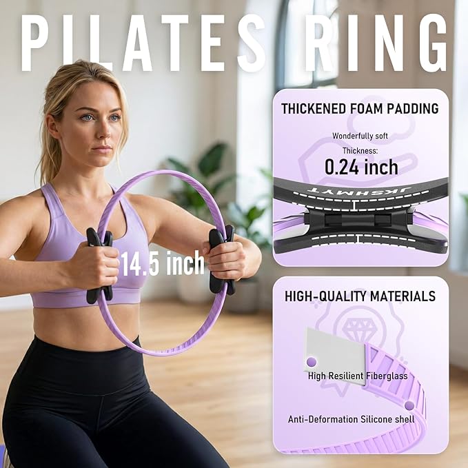 Pilates Ring Kit for Women, Pilates Equipment – 14.5" Home Magic Circle Workout with Pilates Ball, Resistance Bands, Better me Pilates Essentials Starter Set for Beginners Toning Shape Full Body