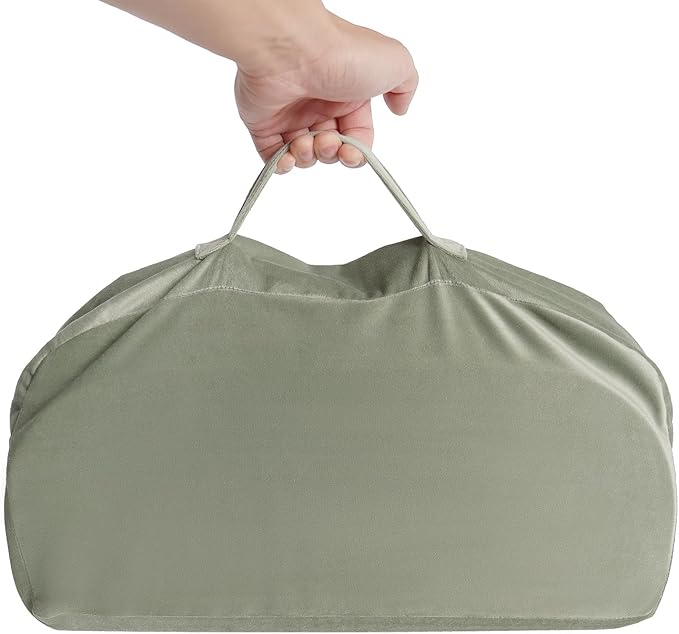 Foldable Meditation Stool with Carrying Bag - Ergonomic Kneeling Bench for Yoga and Prayer, 396 lbs Capacity, Bamboo Frame with Velvet Cushion