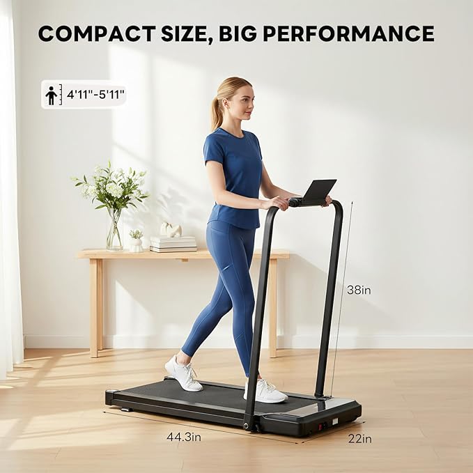 Sweetcrispy Compact Treadmill for Small Spaces, Quiet Under-Desk Walking Pad, Slim & Portable Design for Home Office Workouts, Easy to Store, Ideal for Apartments and Work-from-Home Fitness
