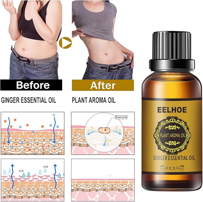 3 Pcs Belly Drainage Ginger Oil, Promote Blood Circulation Metabolism SPA Lymphatic Drainage Massage Oil. (90 ML)