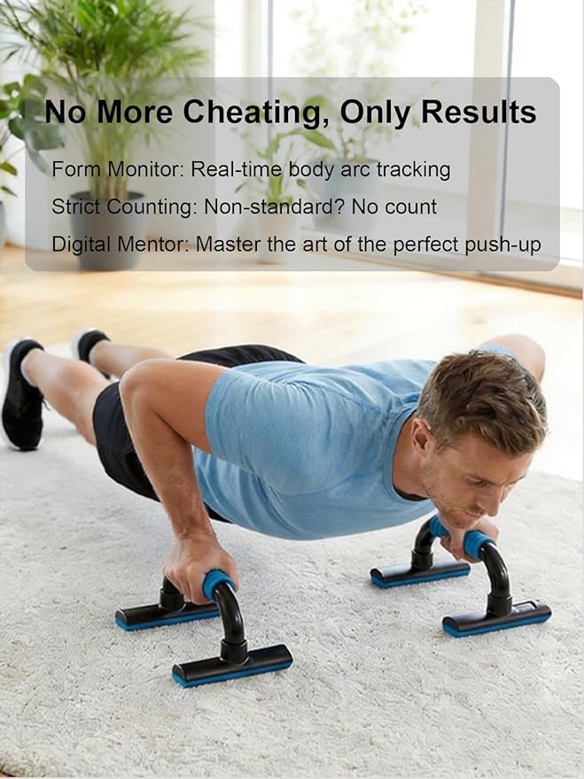 Push Up Bars Strength Training - Pushup Handles With Rubber Grip, Home Fitness Equipment with Anti-Slip Sturdy Structure Floor Workouts Push Up Stands for Man Women