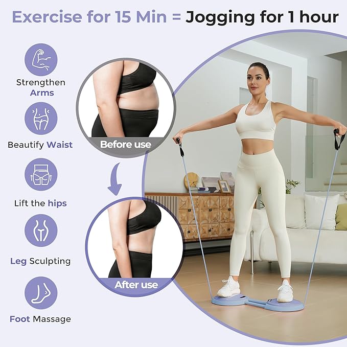 Waist Twisting Machine Exercise - Ab Twister Board MAX 300LBS | Intelligent Counting Lap & Calorie & Time, with 2 Resistance Bands | 3 Adjustable Distances to Suit Different Exercise Needs