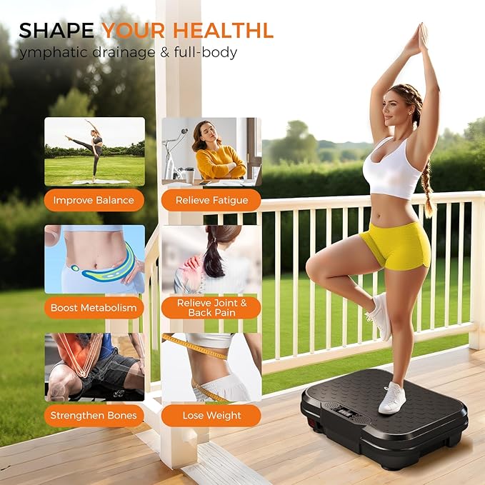 Vibration Plate Exercise Machine,Vibrating Platform for Lymphatic Drainage with 250 Speeds,500 lbs Weight Capacity,Vibrated Plates for Weight Loss,Full Body Workout Equipment for Fitness at Home