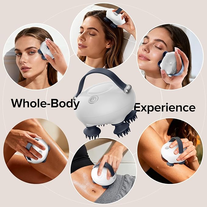 Scalp Massager, Head Massager Scalp with Tangle-Resistant Design, Portable Head Massager, Hair Massagers with 12 Massage Heads, 3 Modes, Mothers Day Gifts, Father's Day Gifts for Mom, Dad