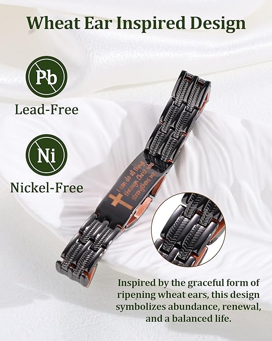 Magnetic Bracelet and Ring Set for Men, 99.99% Pure Copper Jewelry, Adjustable Cross & Celtic Knot Design, Gift for Dad