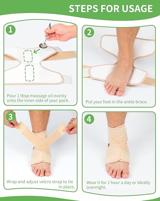 Castor Oil Pack Wrap For Foot Ankle Wrap Foot Wrap For Plantar Fasciitis Relief Foot Pain Relief,Adjustable Breathable Compression Ankle Support,Beige,Size L,Castor Oil Not Included,1 Per Pack