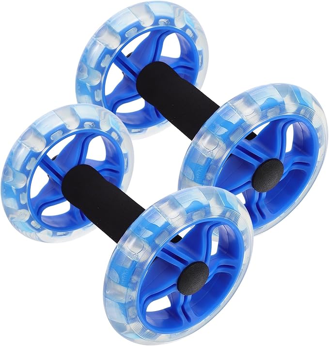 HEMOTON Twin-wheel Ab Roller Fitness Wheel Core Abdominal Training Device for Men Women Blue, Double Exercise Roller for Home Gym Weight Loss and Waist Shaping
