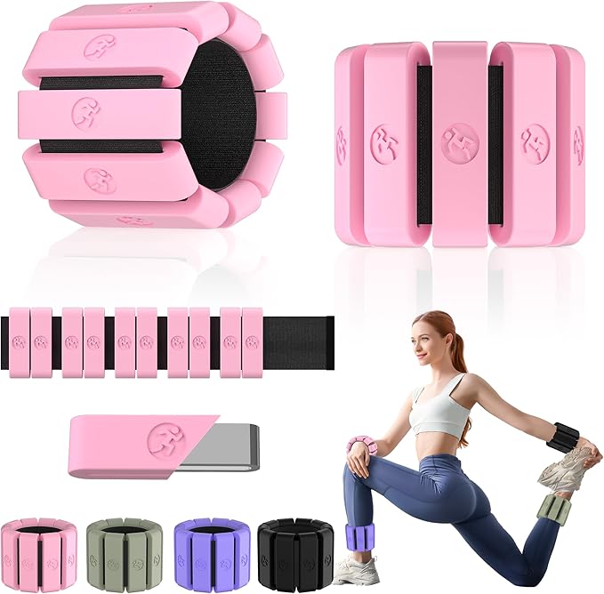 Adjustable Wrist Weights for Women Men, Leg Weights for Women 0.75lb-1lb-1.3lb Each for Walking, Yoga, Dance, Barre, Gym