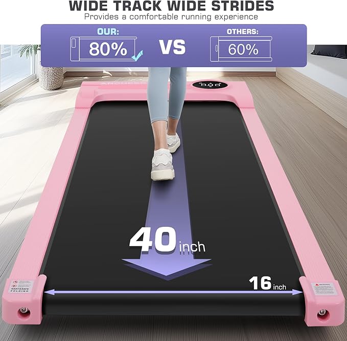 Under Desk Walking Pad for Home Office - 2.5 HP Portable Treadmill With 300 lb Capacity, Compact Jogging Running Machine, Remote Control and LED Display