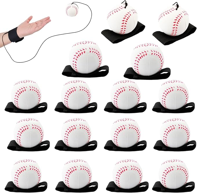 4/8/16/32 Wrist Return Ball on a String 2.36 Inches Rebound Sport Balls with Elastic Strap Baseball Soccer Tennis Practice Party Favors, Wrist Exercise and Fun Play for Kids & Adults